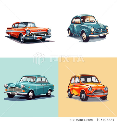 Set of retro cars on colorful backgrounds. For your design Set of retro cars on colorful backgrounds. For your design 103407824