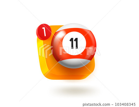 Billiards app button. 3d vector mobile application icon Billiards app button. 3d vector mobile application icon 103408345