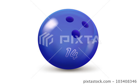Blue bowling ball isolated on white background. 3d vector illustration Blue bowling ball isolated on white background. 3d vector illustration 103408346