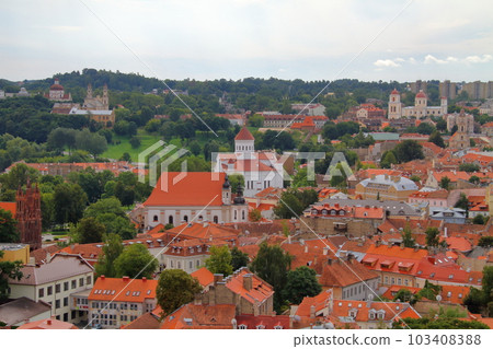 Vilnius historic district, the capital of Lithuania, a world cultural heritage site in the three Baltic countries of Northern Europe, the old town seen from the Gediminas Tower 103408388