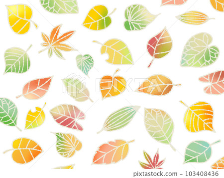 Background of fallen leaves White background ⑥ 103408436