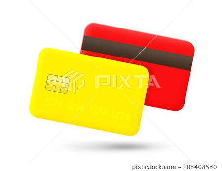 Plastic banking cards set isolated on white background. 3d vector illustration 103408530