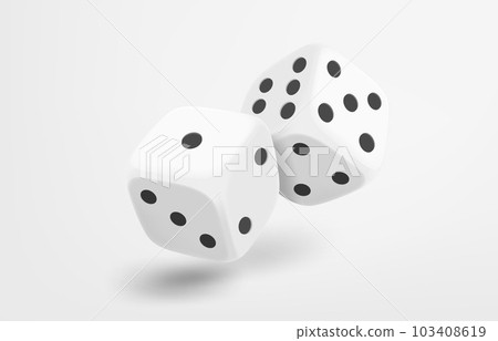 White dice isolated on white background. Gamebling concept. 3d vector illustration White dice isolated on white background. Gamebling concept. 3d vector illustration 103408619