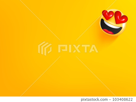 Vector wallpaper with fall in love emoji. 3d vector background with copy space 103408622