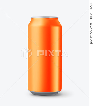 Orange aluminium 500 ml can mockup isolated on white background. 3d vector illustration Orange aluminium 500 ml can mockup isolated on white background. 3d vector illustration 103408650