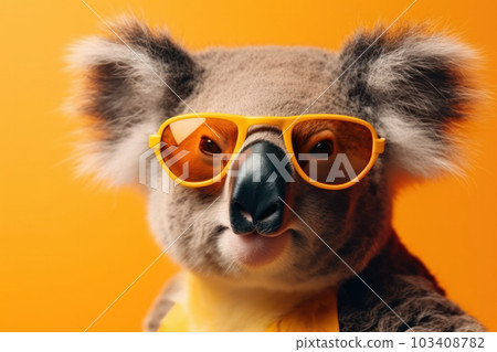 Stylish koala rocking cool sunglasses and trendy accessory while relaxing in sunny Australian eucalyptus tree. Iconic symbol of wildlife conservation. AI generated. Stylish koala rocking cool sunglasses and trendy accessory while relaxing in sunny Australian eucalyptus tree. Iconic symbol of wildlife conservation. AI generated. 103408782