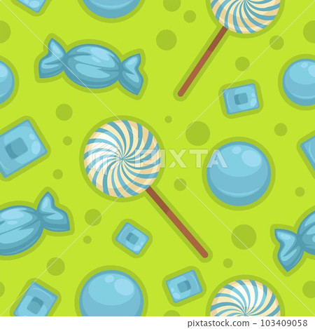 Sweets and candies in wrapping, seamless print 103409058