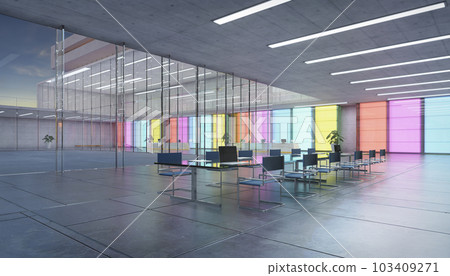 3d Modern conference meeting room with furniture 103409271