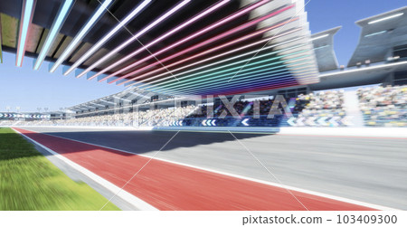 3d Moving racetrack with arrow neon light decoration 3d Moving racetrack with arrow neon light decoration 103409300