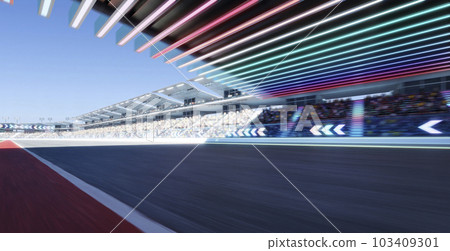3d Moving racetrack with arrow neon light decoration 103409301