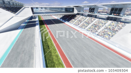 3d Top angle view moving racetrack with arrow neon light decoration 103409304
