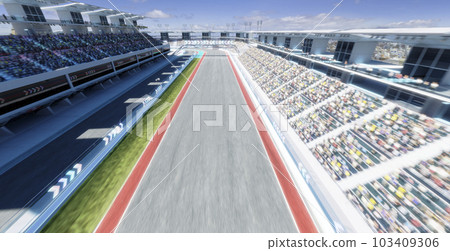 3d Top angle view moving racetrack with arrow neon light decoration 3d Top angle view moving racetrack with arrow neon light decoration 103409306