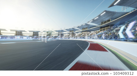 3d Moving racetrack with arrow neon light decoration 103409312