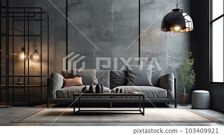 Interior design of a stylish, minimalistic and comfortable elegant living room on a white background Interior design of a stylish, minimalistic and comfortable elegant living room on a white background 103409921