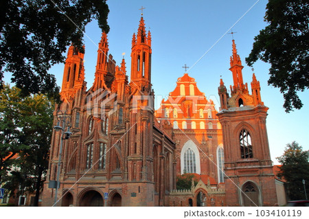 Old town of Vilnius, a world cultural heritage site in the Northern European Baltic countries of Lithuania St. Anne's Church and Bernardin's Church Old town of Vilnius, a world cultural heritage site in the Northern European Baltic countries of Lithuania St. Anne's Church and Bernardin's Church 103410119