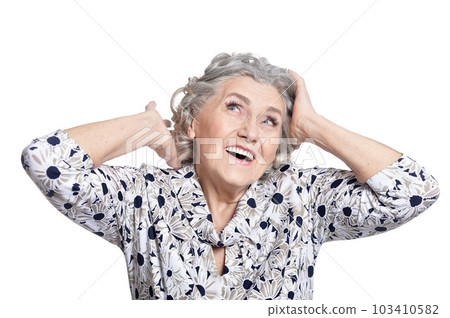 portrait of beautiful senior woman posing isolated 103410582
