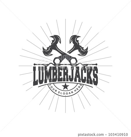 Ax Logo, Wood Cutting Tool Black Silhouette, Lumberjack Vector, Old Retro Vintage Minimalist Design, Icon Template Illustration 103410910