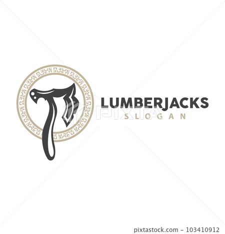 Ax Logo, Wood Cutting Tool Black Silhouette, Lumberjack Vector, Old Retro Vintage Minimalist Design, Icon Template Illustration 103410912