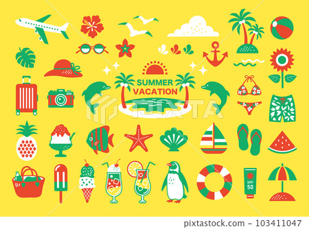 夏天和海灘插圖集 103411047