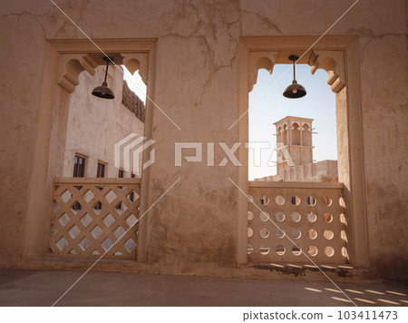 Al seef-old historical district with traditional Arabic architecture. 103411473