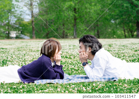 friendly couple staring at each other friendly couple staring at each other 103411547