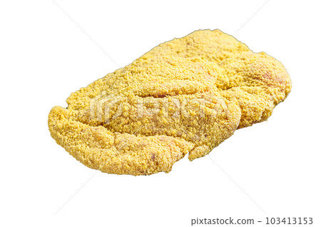 Raw Homemade Breaded German Weiner Schnitzel. Isolated on white background. Raw Homemade Breaded German Weiner Schnitzel. Isolated on white background. 103413153