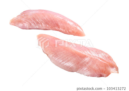 Raw Turkey steaks. Breast fillet. Isolated on white background. Raw Turkey steaks. Breast fillet. Isolated on white background. 103413272