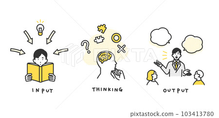 輸入/思考/輸出圖像插畫素材 輸入/思考/輸出圖像插畫素材 103413780