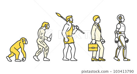 進化論中從猴子到機器人的形象插畫素材 103413790