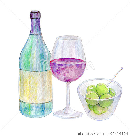 酒具水彩插畫手繪 103414104