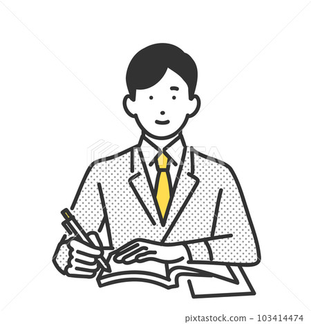 Image illustration material of a male student studying 103414474
