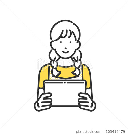 Image illustration material of a girl studying on a tablet device Image illustration material of a girl studying on a tablet device 103414479