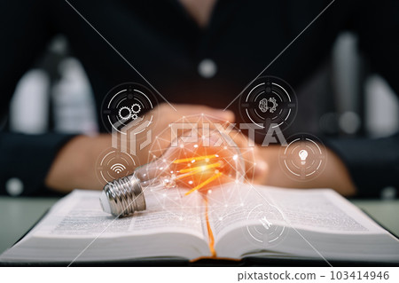 Businessmen are thinking concept of new ideas with innovation and creativity, at home office in the morning. 103414946