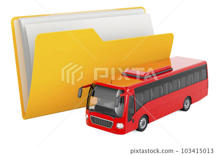 Computer folder icon with bus, 3D rendering Computer folder icon with bus, 3D rendering 103415013