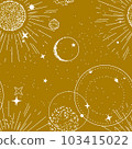 Celestial seamless pattern, boho moon, sun , star constellation Cosmos sign Esoteric magic 103415022