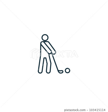 Golfing icon. Monochrome simple sign from hobby collection. Golfing icon for logo, templates, web design and infographics. 103415114