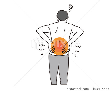 Back view of a man holding a painful back Back view of a man holding a painful back 103415553