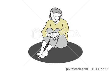 獨自坐著的年長婦女 103415555