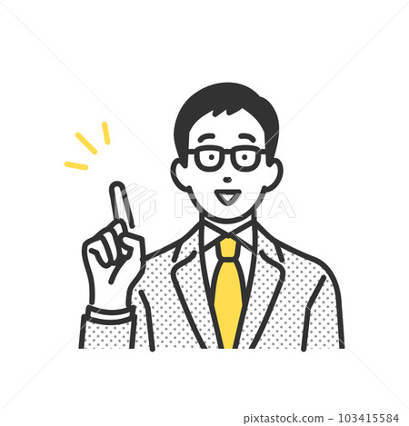 Image illustration material of a business person man who points to a finger and explains Image illustration material of a business person man who points to a finger and explains 103415584