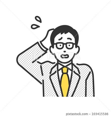 Image illustration material of a business person man with a frustrated and troubled expression Image illustration material of a business person man with a frustrated and troubled expression 103415586
