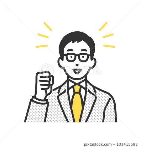 一個商人用拳頭強調自信表情的圖像插圖素材 103415588