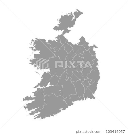 Ireland gray map with counties. Vector illustration. 103416057