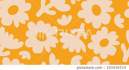 Hand drawn flowers, seamless patterns with floral for fabric, textiles, clothing, wrapping paper, cover, banner, interior decor, abstract backgrounds. 103416514