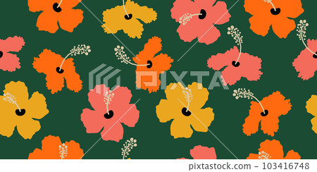 Tropical flower pattern seamless, silhouette of blooming, hand drawn botanical, Floral leaf for spring and Summer time, natural ornaments for textile, fabric, wallpaper, background design. Tropical flower pattern seamless, silhouette of blooming, hand drawn botanical, Floral leaf for spring and Summer time, natural ornaments for textile, fabric, wallpaper, background design. 103416748