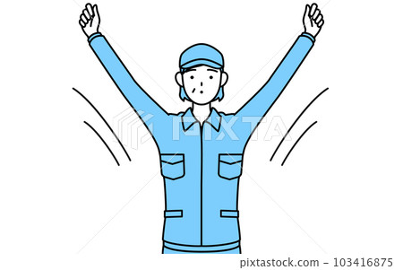 Senior women in hats and work clothes doing radio exercises (managers, managers, bosses) 103416875