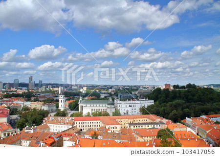 立陶宛首都維爾紐斯歷史街區，北歐波羅的海三國的世界文化遺產。從聖約翰教堂鐘樓看老城區 103417056