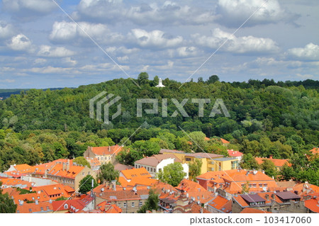 Vilnius historic district, the capital of Lithuania, a world cultural heritage site in the three Baltic countries of Northern Europe. The old town seen from the bell tower of St. John's Church Vilnius historic district, the capital of Lithuania, a world cultural heritage site in the three Baltic countries of Northern Europe. The old town seen from the bell tower of St. John's Church 103417060