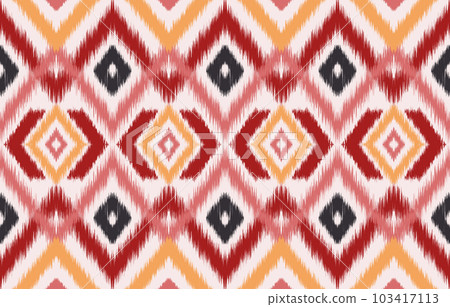 Ethnic abstract ikat art. Seamless pattern in tribal, folk embroidery, and Mexican style. Aztec geometric art ornament print. Design for carpet, wallpaper, clothing, wrapping, fabric, cover, textile. 103417113