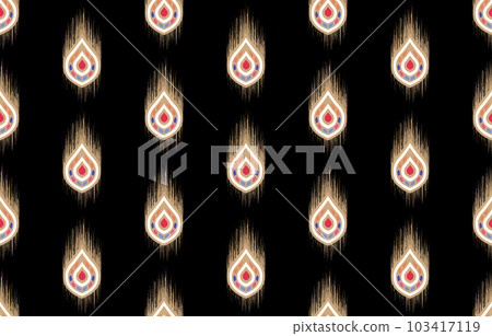 Ethnic abstract ikat art. Seamless pattern in tribal, folk embroidery, and Mexican style. Aztec geometric art ornament print. Design for carpet, wallpaper, clothing, wrapping, fabric, cover, textile. 103417119
