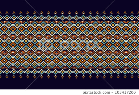 Ethnic abstract ikat art. Seamless pattern in tribal, folk embroidery, and Mexican style. Aztec geometric art ornament print. Design for carpet, wallpaper, clothing, wrapping, fabric, cover, textile. 103417200